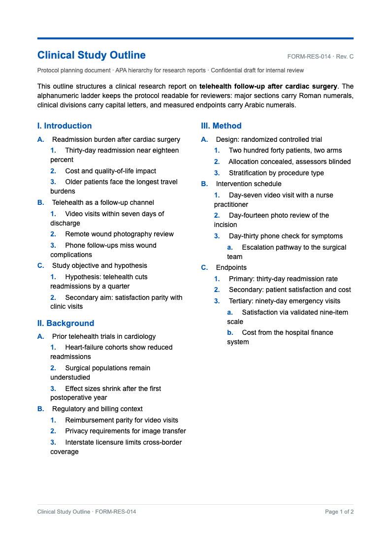 Medical formal apa outline format